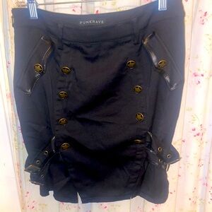 NWOT Rare Punk Rave steampunk pencil skirt military goth size m/l.